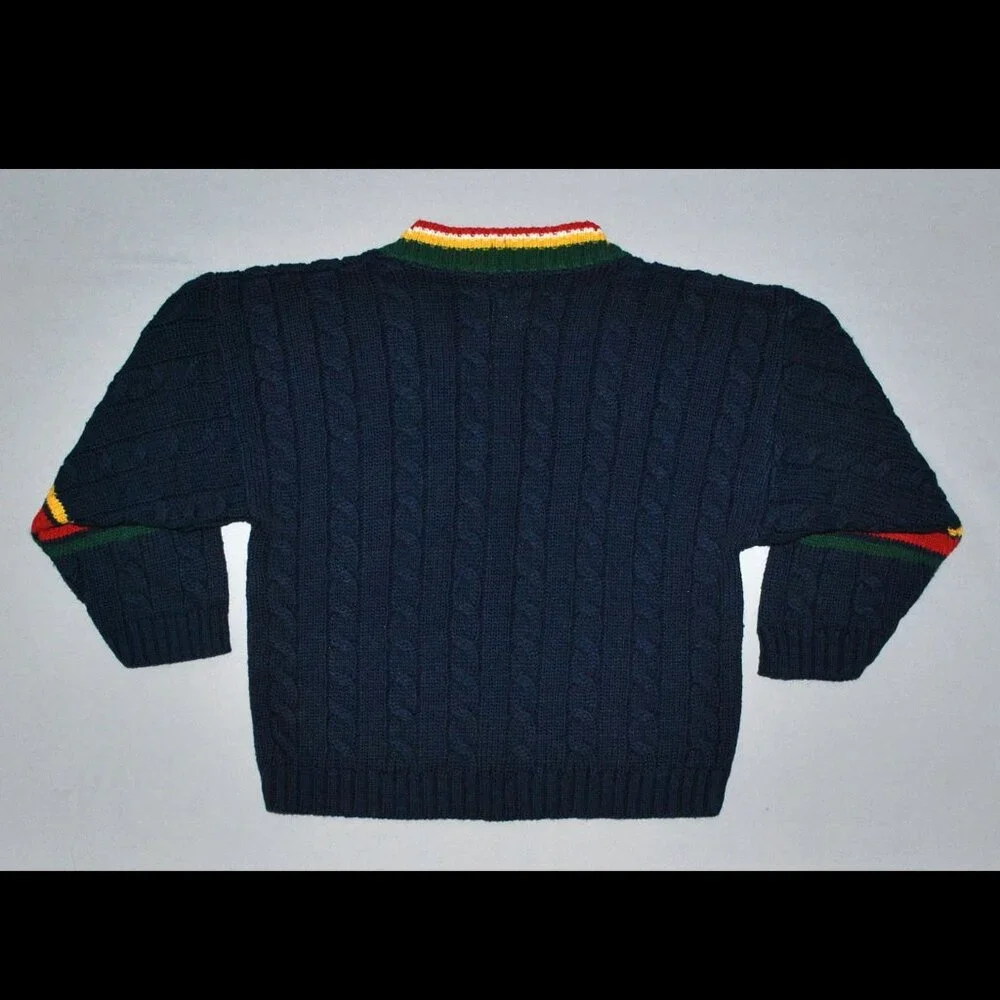 Vintage OshKosh B'Gosh Toddler Sweater Size 3T Cable Knit V-Neck Sweater Stripes